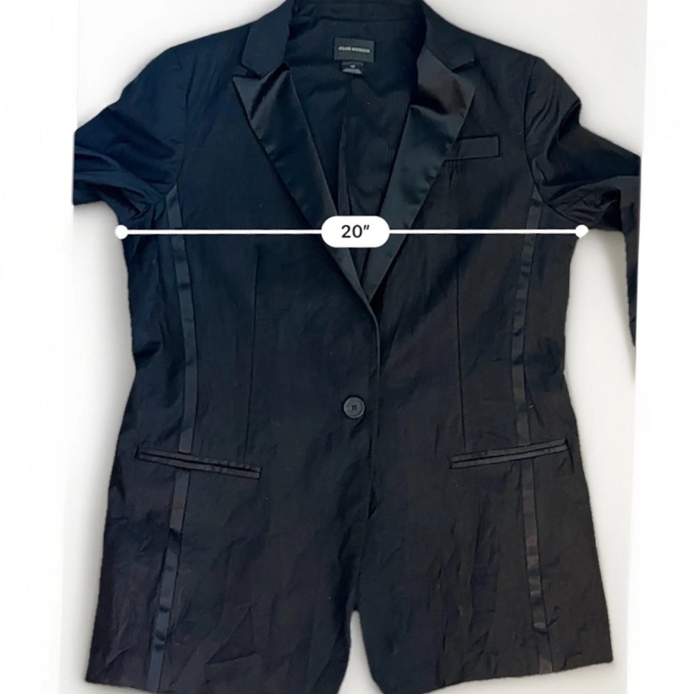 Club Monaco Blazer Womens Size 12 Black Wool Accent Darts Collar Single Button - Picture 14 of 16
